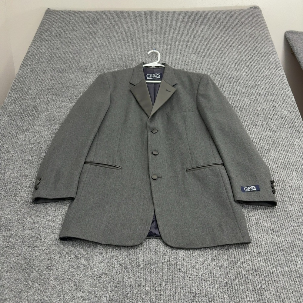 Vintage Chaps Ralph Lauren Tuxedo Jacket Mens 40R Grey Wool Blend Formal Classic